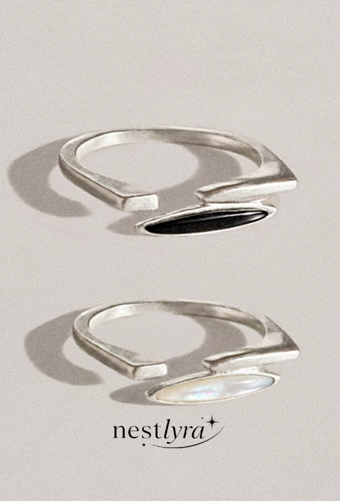 Slim Noir Diamond Cut Onyx Ring