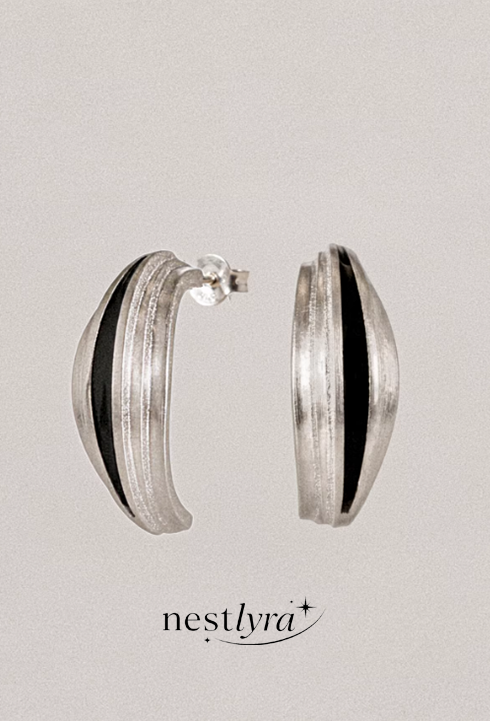 Noir Stripe Minimalist Unisex Studs