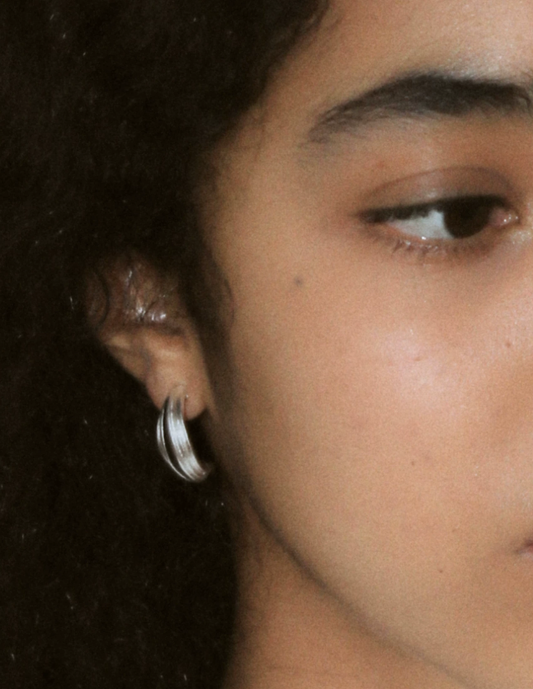 Noir Stripe Minimalist Unisex Studs