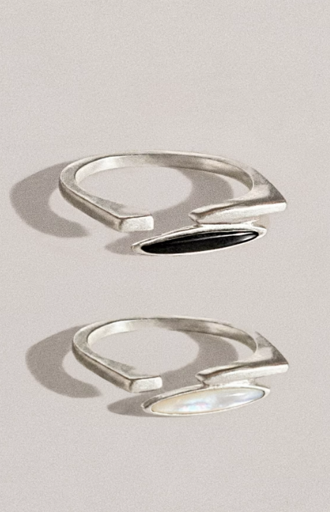 Slim Noir Diamond Cut Onyx Ring