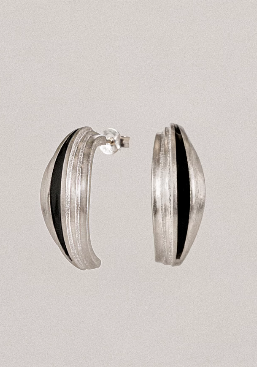 Noir Stripe Minimalist Unisex Studs