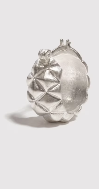 Retro Grid Texture Silver Earrings