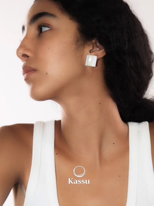 Ivory Shell & Black Onyx Statement Studs