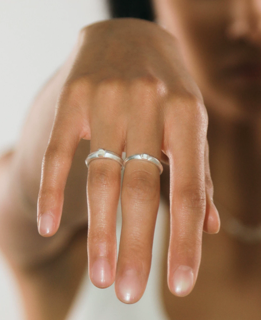 Slim Shell Accent Stack Ring