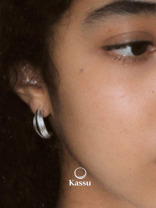 Noir Stripe Minimalist Unisex Studs